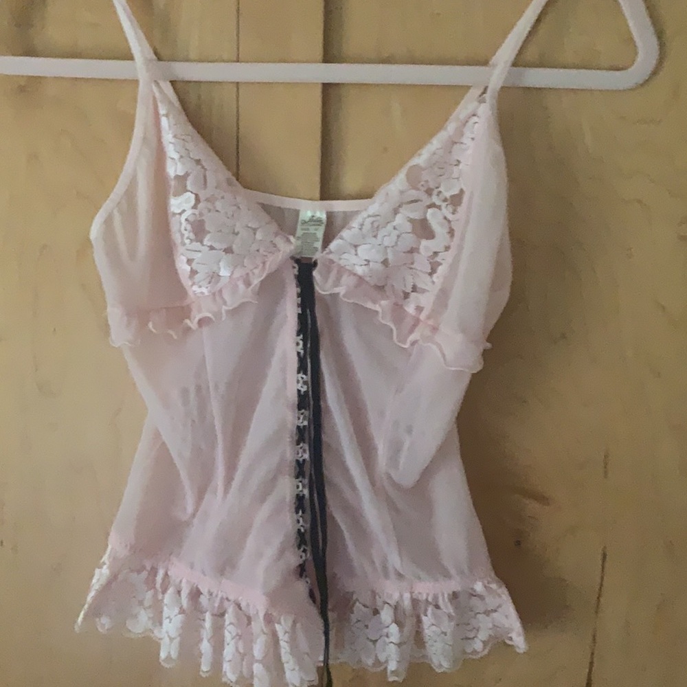 Jolie sexy lace lingerie pink corset top size M with matching panties - Picture 2 of 13